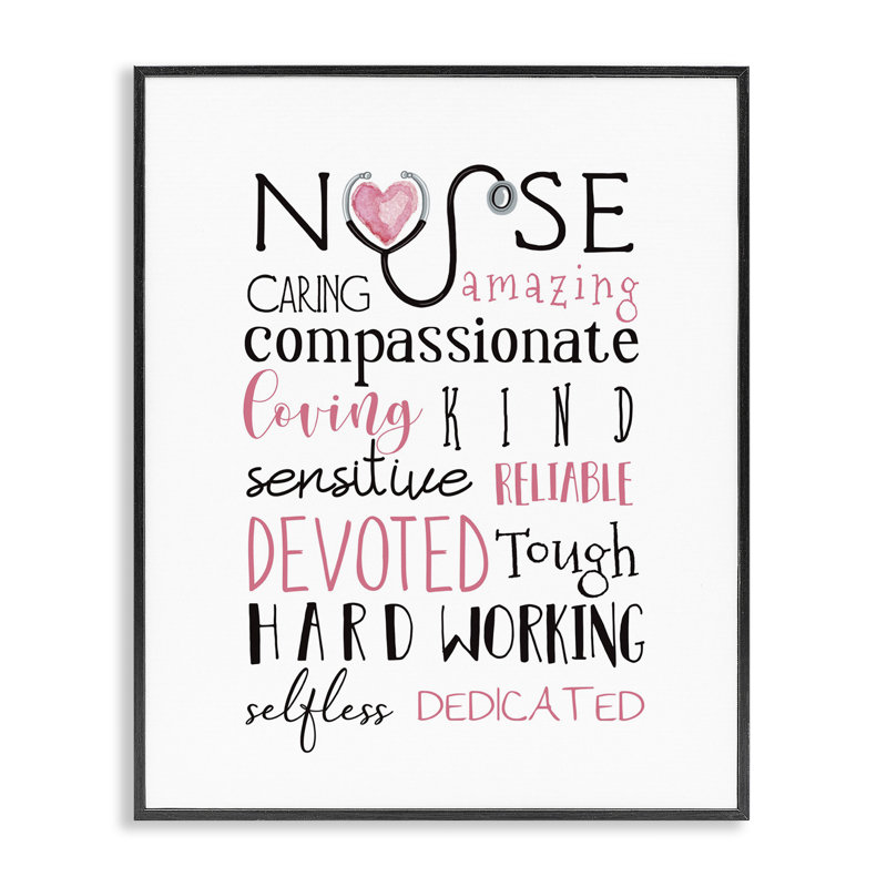 «Nurse Inspirational» par Elizabeth Tyndall - impression d'art textuel, H 20 po x l 16 po x 1,5 po