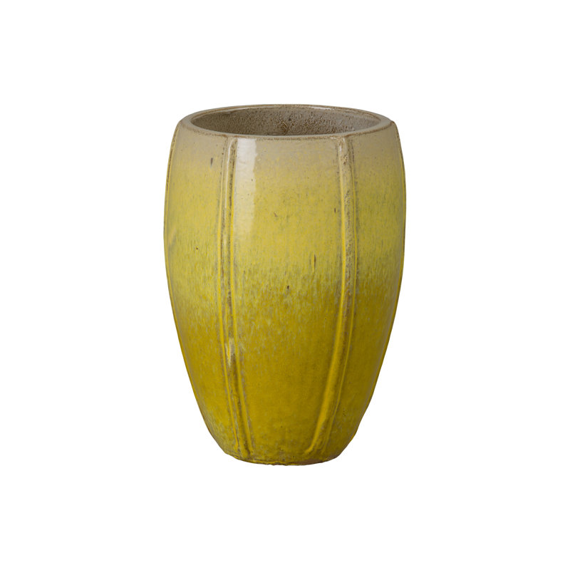 CREST PLANTER, SNOW, Yellow, 16" H x 11" W x 11" D