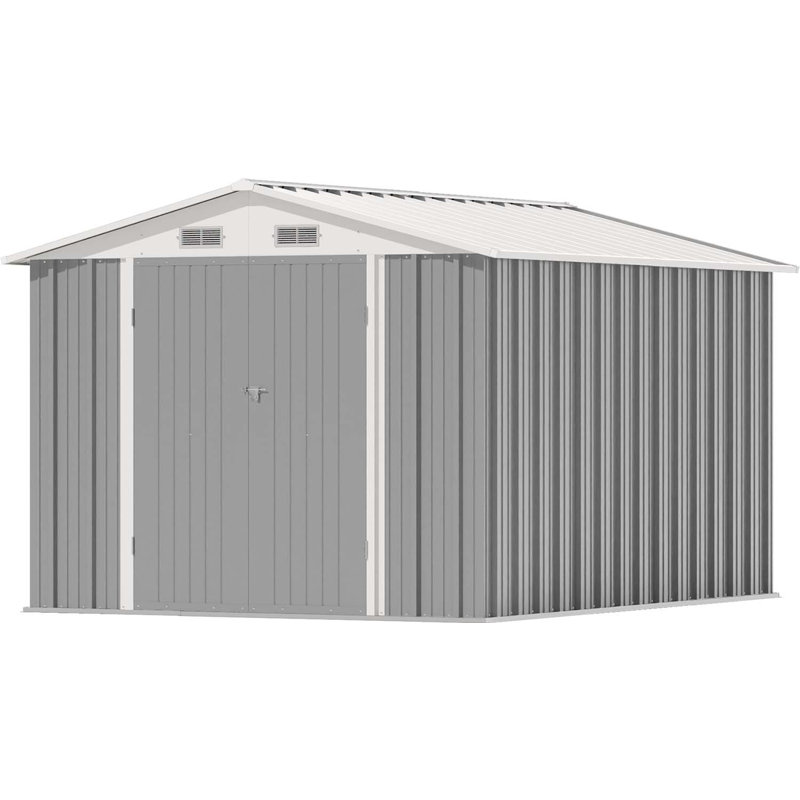 8 ft. W x 10 ft. D Metal Storage Shed, Gray/White