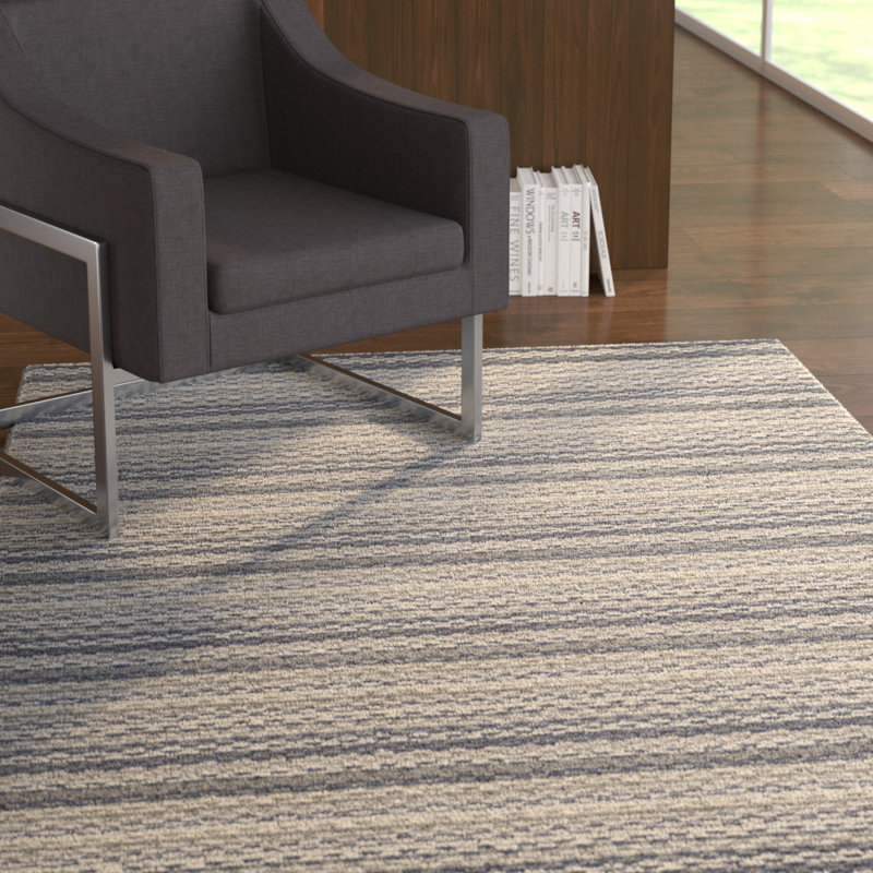 Tapis bleu / gris en laine Archer, Rectangle 6 pi x 9 pi