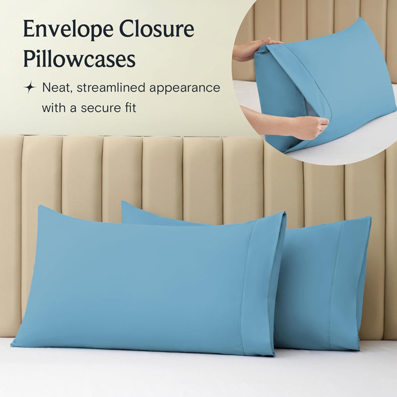 Ultra Soft Microfiber Sheet Set - 6 Pc Set - Wrinkle Resistant - Cooling Sheets With Deep Pockets, Light Blue