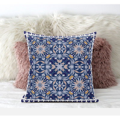 16" X 16" Muted Yellow Blown Seam Paisley Indoor Outdoor Throw Pillow
