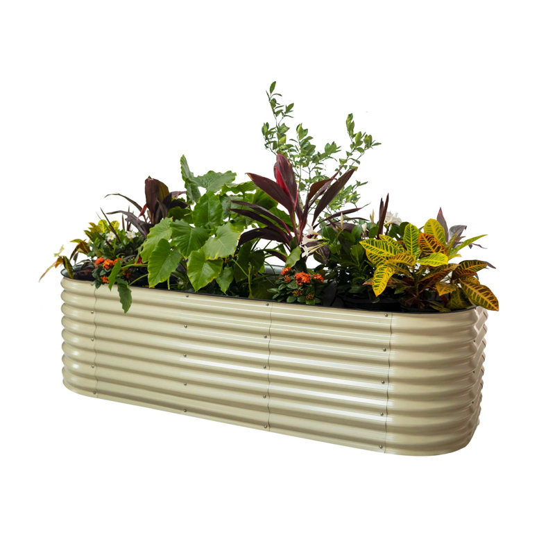 26" Tall 10 In 1 Modular Metal Outdoor Raised Garden Bed, Pearl White