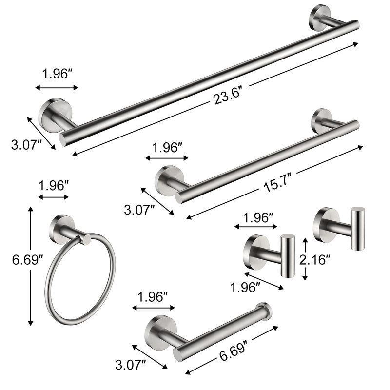6 - Piece Bathroom Hardware Set, Brushed Nickel
