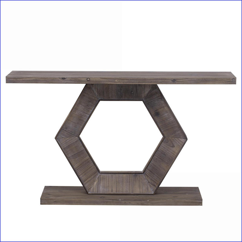 Table basse en placage de sapin avec pieds hexagonaux creux, panneau de fibres à densité moyenne pour entrée sophistiquée, assemblage facile