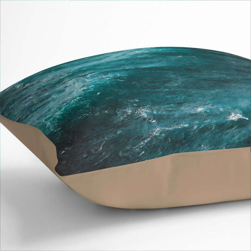 Mood of the Waves Cushion with Filling, 40cm H x 40cm W x 15cm D, Stone