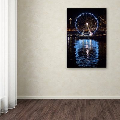 'Seattle Waterfront at Night' Photographic Print on Wrapped Canvas