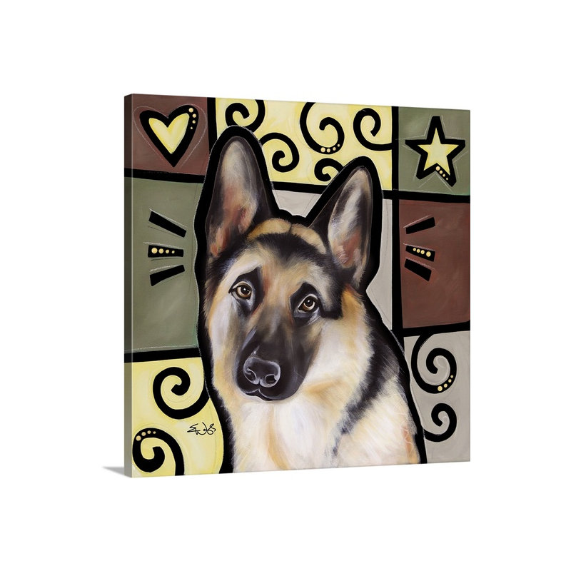 «German Shepard Pop Art» par Diethild, impression sur toile, H 24 po x l 24 po x P 1,25 po