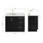 Meuble-lavabo rectangulaire simple décalé à gauche de 43 pouces avec comptoir en marbre blanc de Carrare de 1,5 pouce d'épaisseur, finition noire.-764080534-764080533