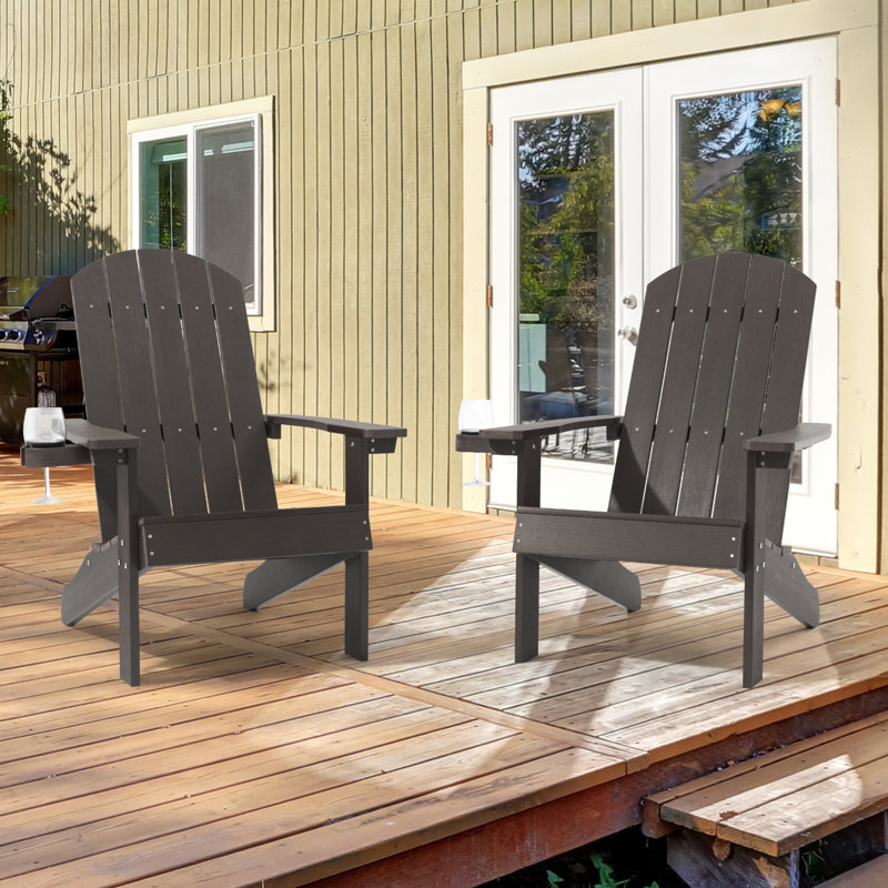 Sareen Adirondack Chair Plastic Weather Resistant Fire Pit Chair, Coffee