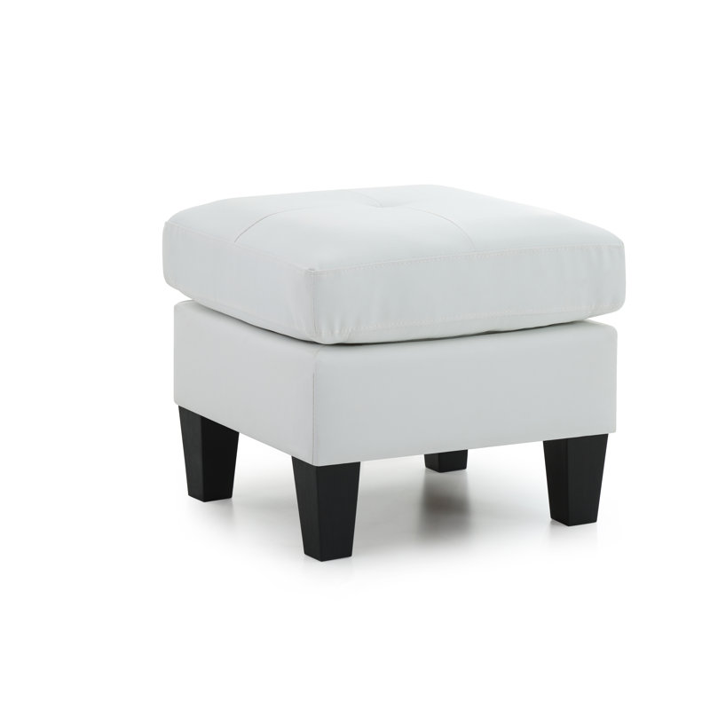 Mucci Upholstered Ottoman, White Faux Leather