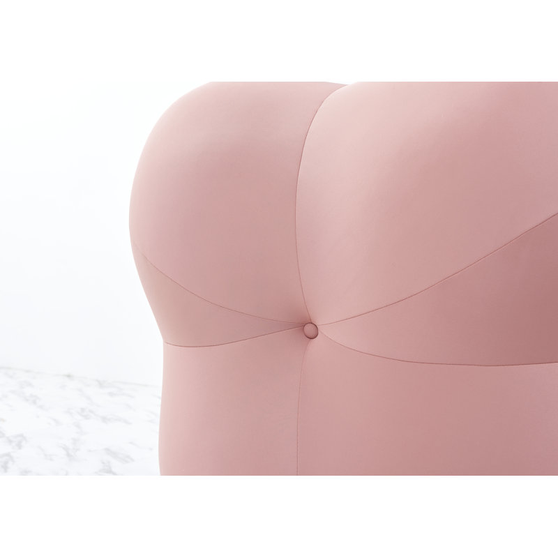 Vigna Upholstered Accent Chair with Ottoman, Pink 100% Polyester