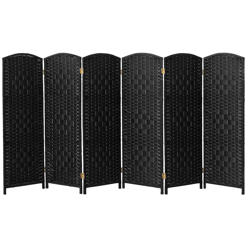 2 Ft. Tall Diamond Weave Fiber Room Divider - Dark Mocha - 8 Panel, 6, Black, 2 ft