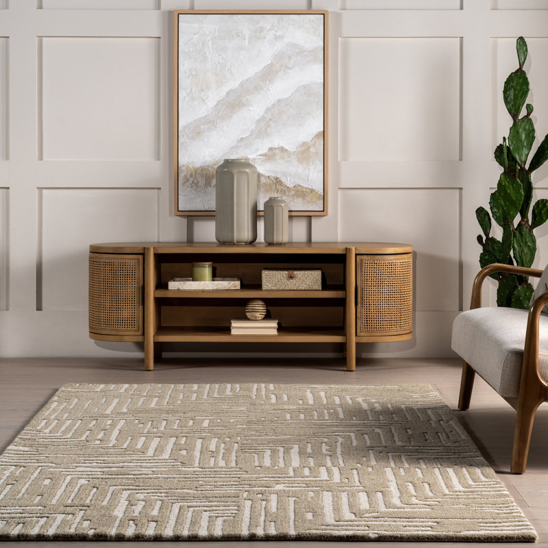 Tapis géométrique en laine Kamala, Rectangle 4 pi x 6 pi