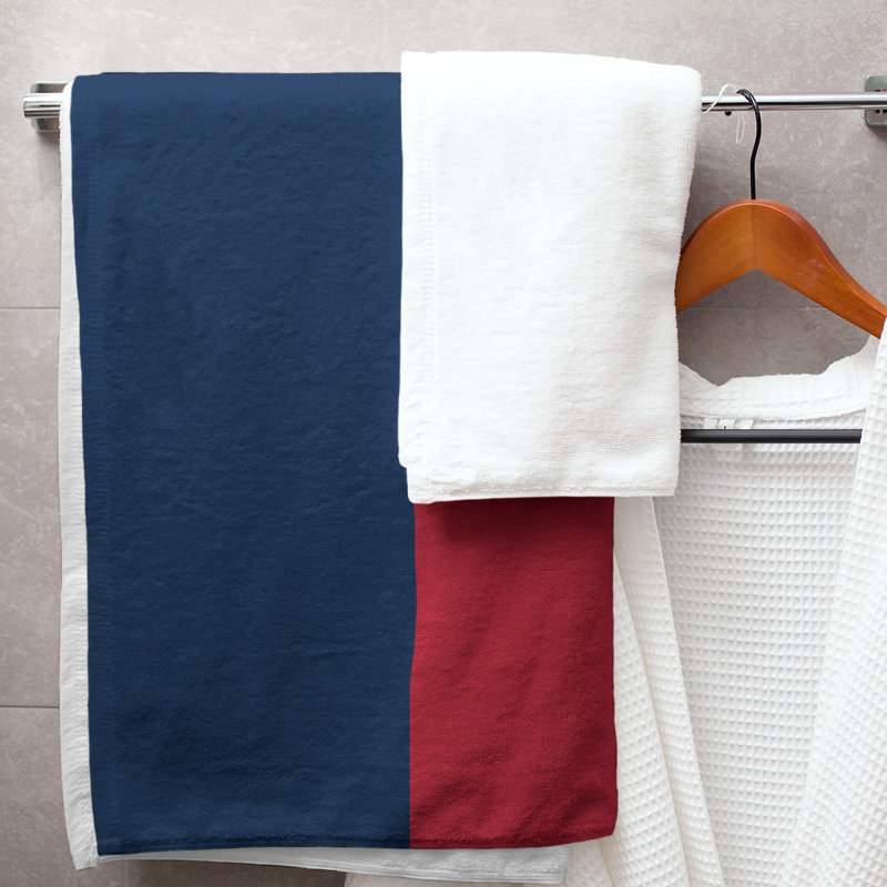 Lightweight Bath Towel, Blue/Red/White, Poly/Cotton