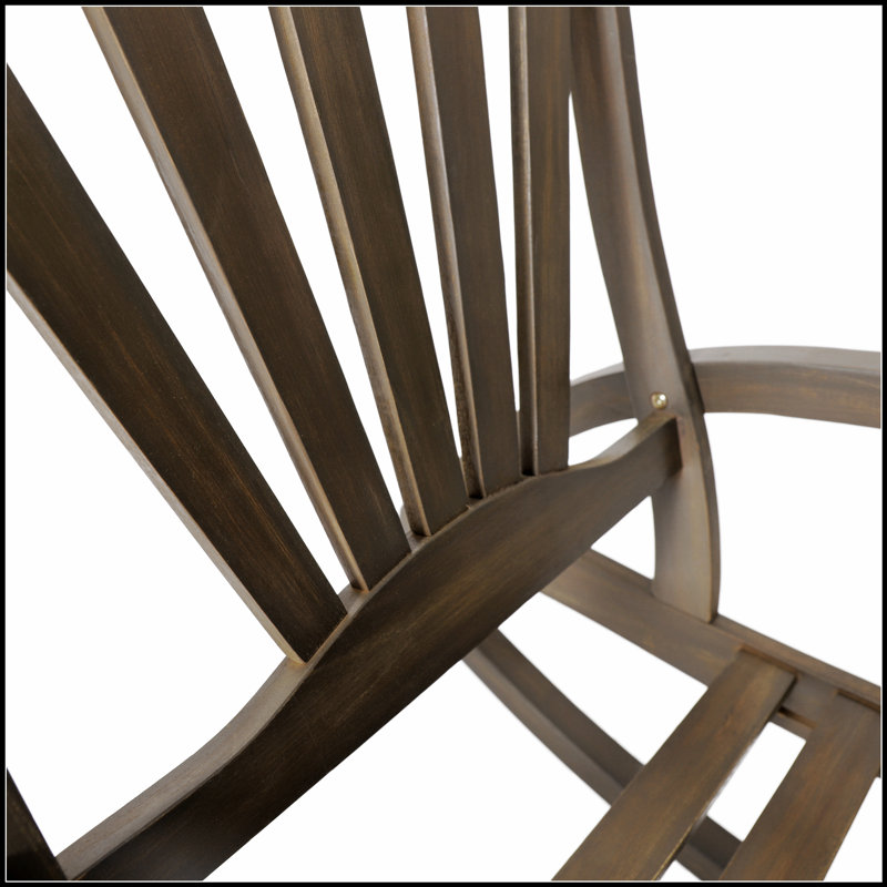 Chaise berçante inclinable en bois franc durable avec design à lattes classique pour une utilisation intérieure et extérieure