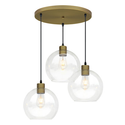 Luminaire suspendu rond 3 lumières Natural Gold