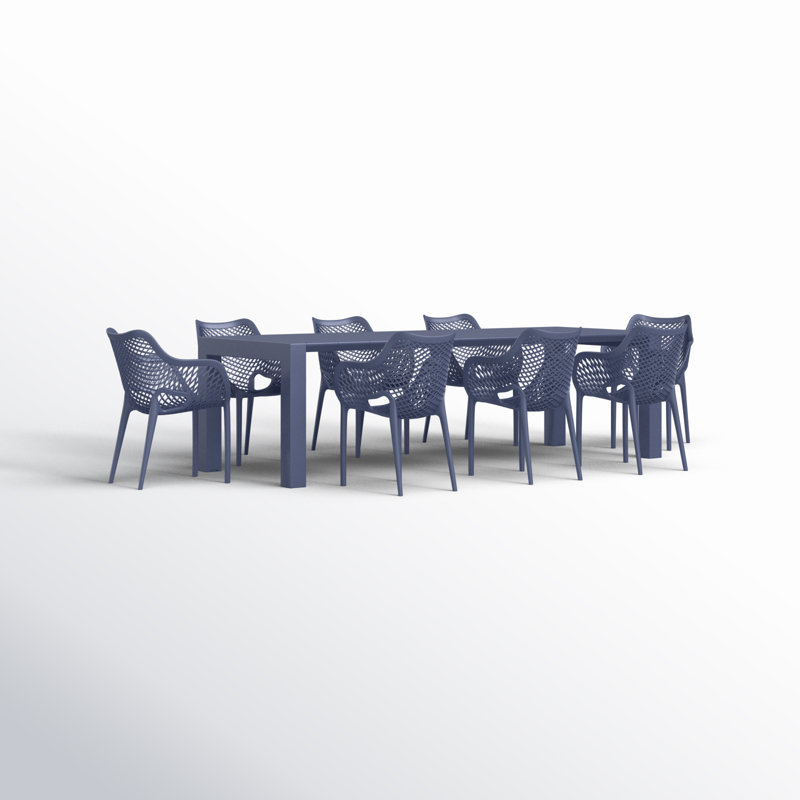 Ensemble de salle à manger rectangulaire pour 8 personnes Farrah, Gris foncé