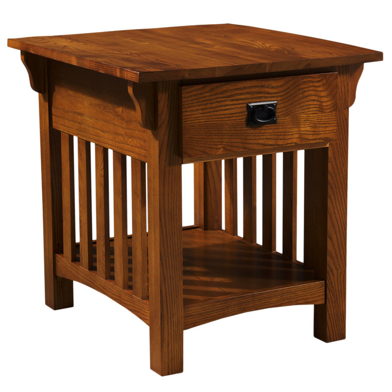 Mission Solid + Manufactured Wood Side Table, Medium Oak