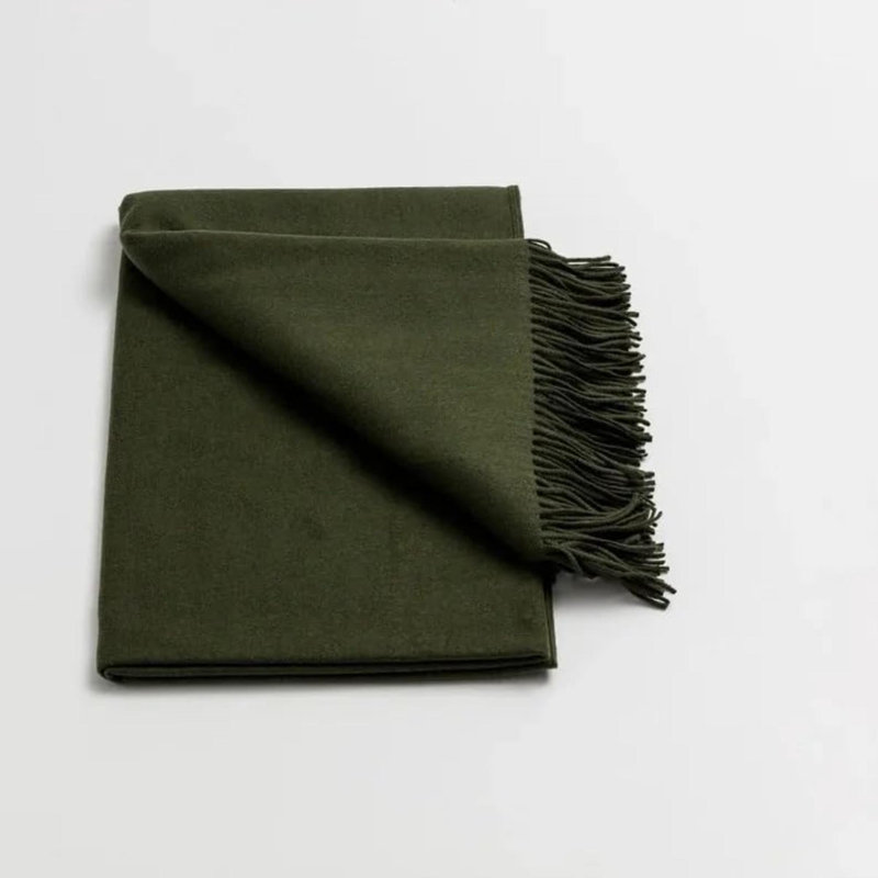 Jeté chaud et doux en laine mérinos Pure Cashmere, Vert