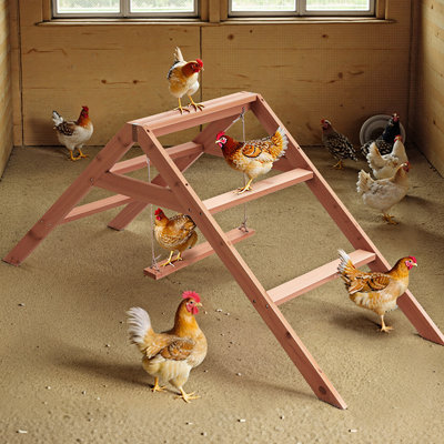 Wooden Chicken Perch & Roosting Bars for 10-12 Chickens–3-Layers Design with Swing, Durable Fir Solid Wood for Outdoor Coops,Easy Assembly & Cleaning,Promotes Healthy & Happy Chickens