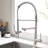 Heavy Duty Commercial Style Kitchen Sink Faucet, Single Handle Pre-Rinse Spring Sprayer Kitchen Faucets, High Arc Pull Down Brushed Nickel Kitchen Faucet