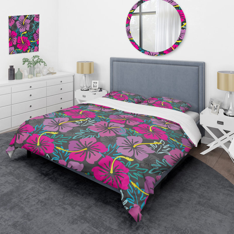 Ensemble de housse de couette en microfibre rose, Housse de couette simple + 1 taie décorative stan
