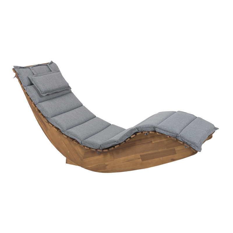 Arbaaz 180 cm Long Acacia Single Chaise with Cushions, Grey