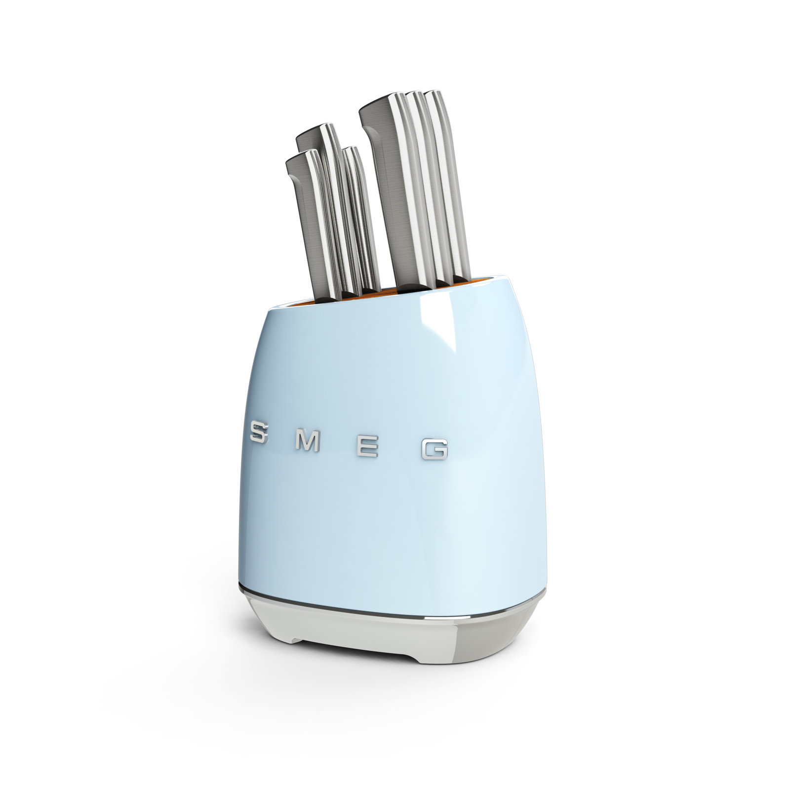 SMEG 7-Piece Kitchen Knife Block Set, Pastel Blue