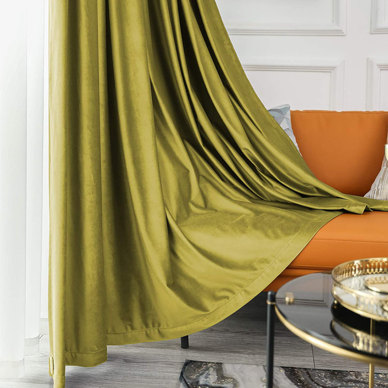 Room Darkening Curtain Pair, Olive Green, 52" W x 95" L