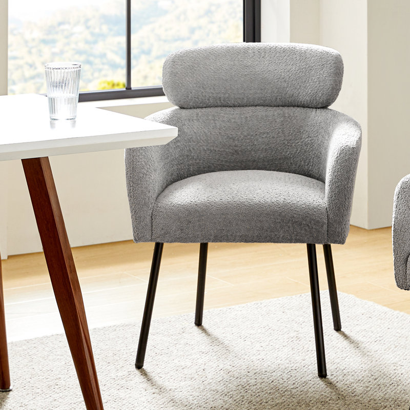 Turgeon Boucle Mid-Century Modern 19"H Dining Chair with Adjustment Feet, Gray