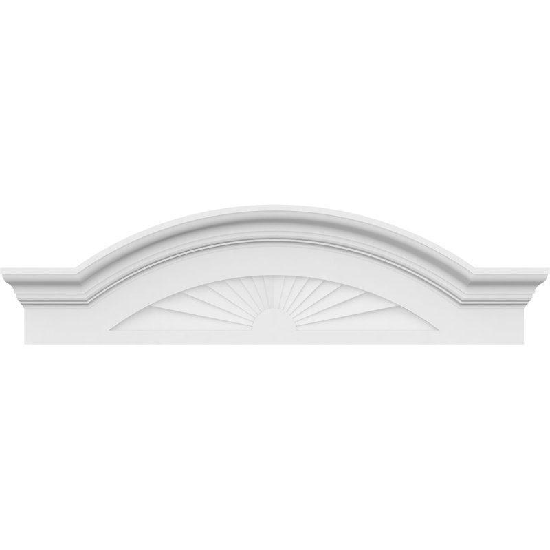 34"W x 9-1/2"H x 2-1/2"P Segment Arch W/ Flankers Sunburst Architectural Grade PVC Pediment, 9-1/2" H  x 34" W  x  2-1/2" D