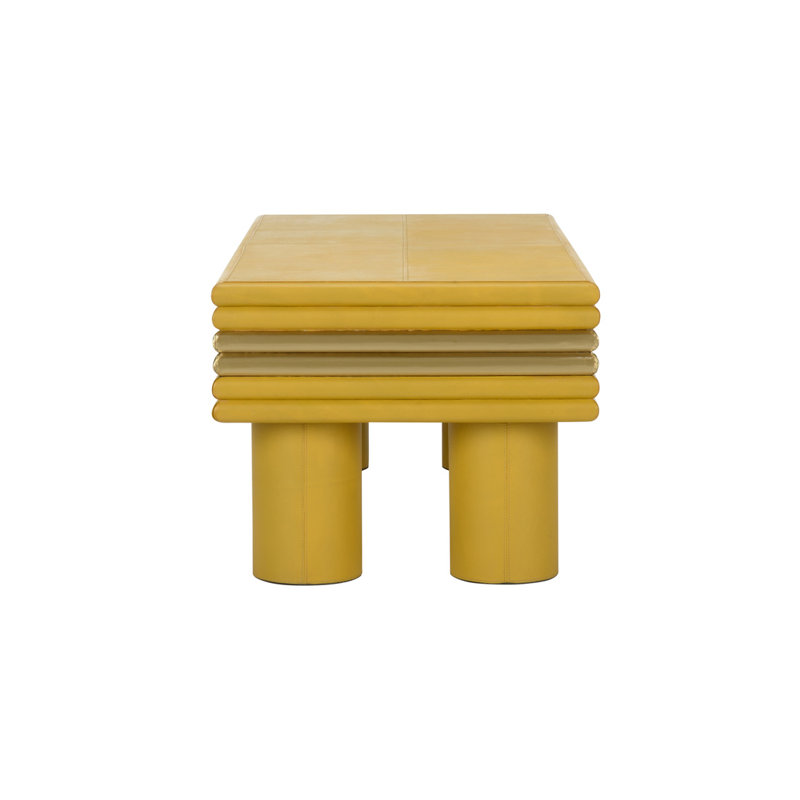 Coulter Leather Cocktail Table, Mustard