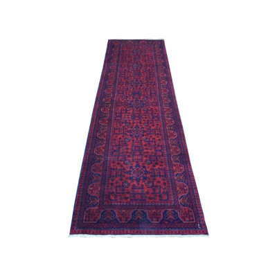 2'8" x 9'8" New Hand Knotted Red Wool Runner Oriental Rug - MOA10272022