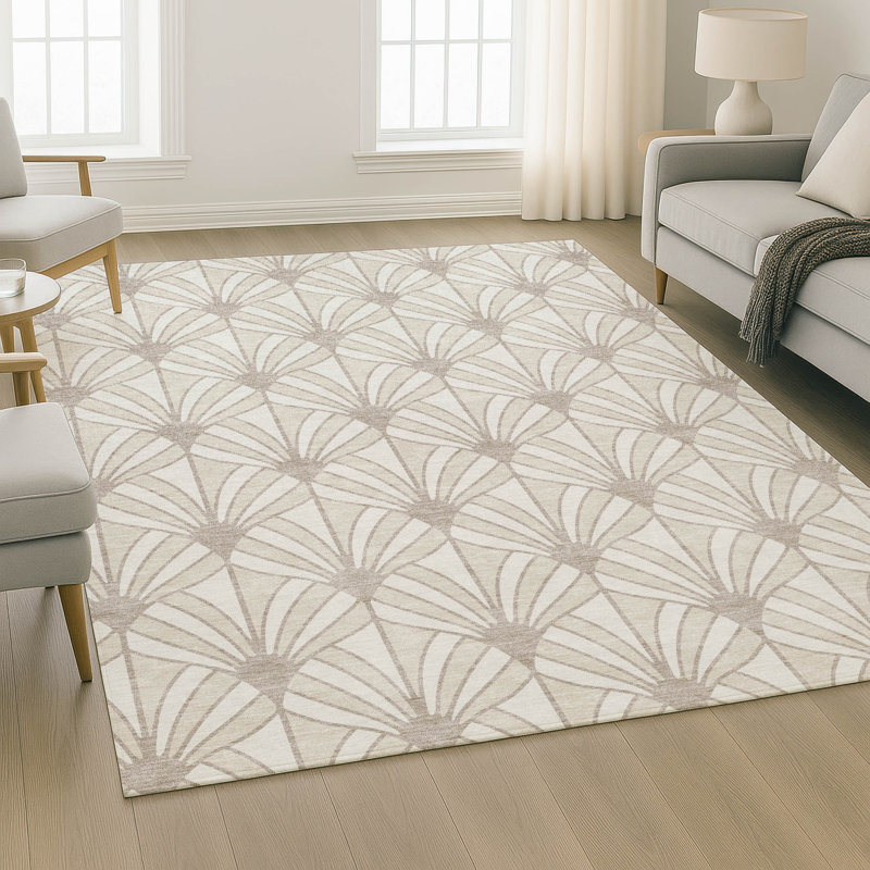 Premium Machine Washable Mayfield AMF2426 Striped Rug, Ivory, 9' x 12'