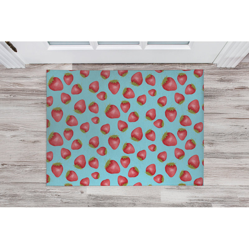 Fraises d'été, Turquoise, L 48 po x L 72 po