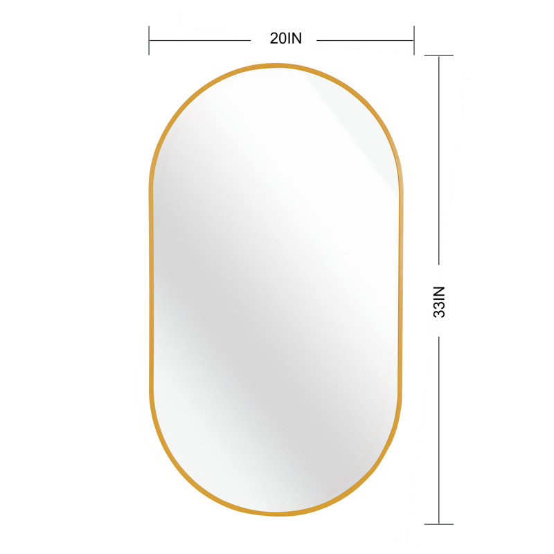 Miroir ovale 20 po x 33 po, Doré