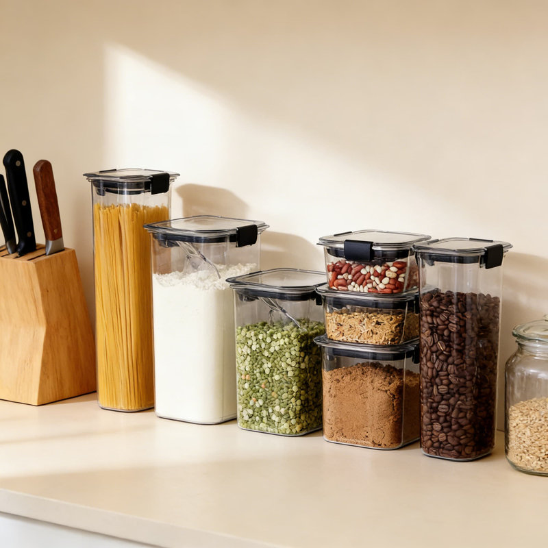 Airtight Food Storage Containers Set, 10-Piece Clear Kitchen Organization With Latching Lids, BPA-Free Tritan Plastic, Stackable Design