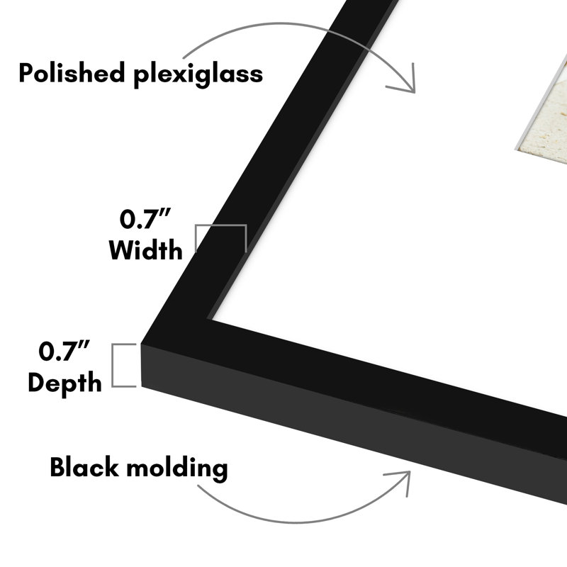  Cadre photo 22 x 28 - Utiliser comme cadre 11 x 17 avec passe-partout ou cadre 22 x 28 sans passe-partout - Cadre photo fin avec plexiglas poli - noir