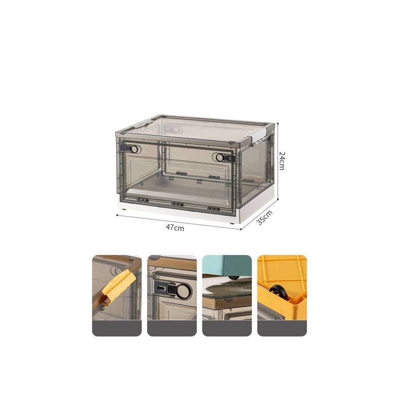Plastic Collapsible Storage Box, 9.5" H x 18.5" W x 14" D, White, 32 qt