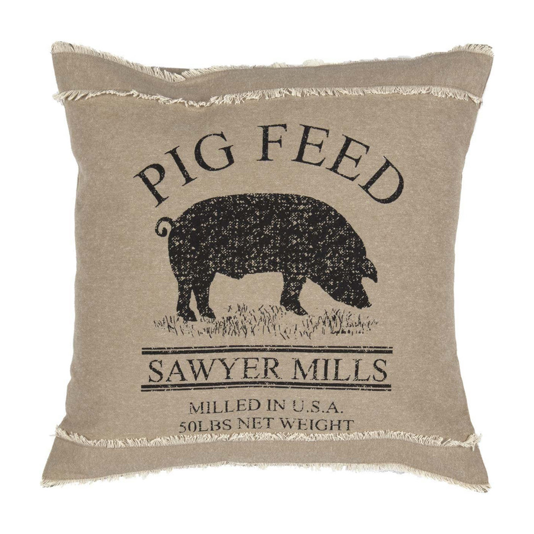 Sawyer Mill Pig 100% Cotton Pillow Cover & Insert VHC Brands