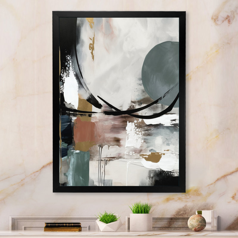Exploration de la simplicité boho II - Décoration murale abstraite, H 40 po x l 30 po x P 1,5 po, Cadre photo noir
