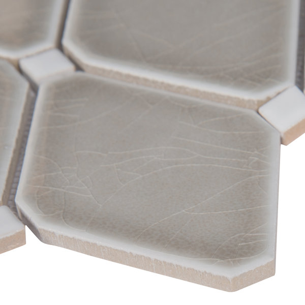 Featherstone Octagon 13 in. x 13 in. Glossy Ceramic Mosaic Wall Tile