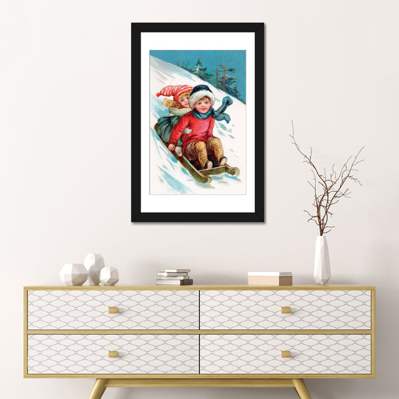 « rétro christmas i », impression sur toile, Papier d'art encadré noir, H 32 po x l 24 po x P 1 po, Blanc