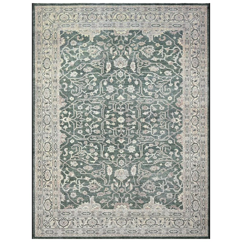 Tapis rectangulaire en laine noué à la main, Rectangulaire 8 pi x 10 pi