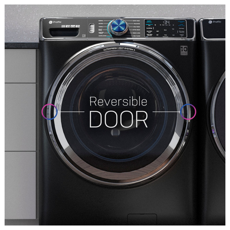 5.3 Cu. Ft. High Efficiency Smart Front Load Washer in Silver/Black
