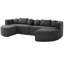Canapé modulaire Boneless de 114,9 po avec des extrémités arrondies, un siège confortable de 24,4 po et un revêtement respirant Boucle pour le salon, 6 sièges, motif noir, profondeur d'assise, tissu doux-133451097-133451096