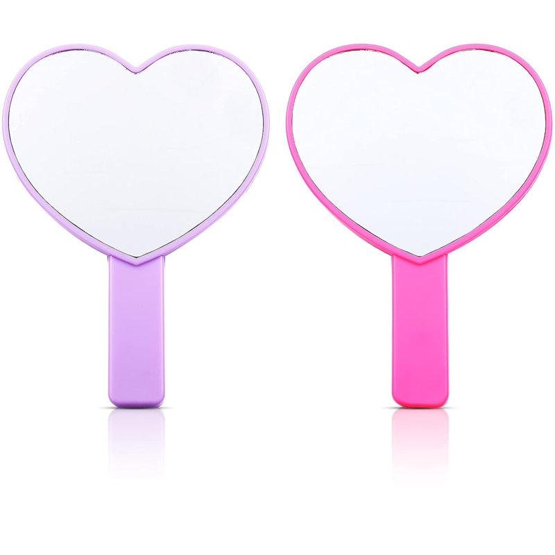 2-pack Heart-shaped Handheld Cosmetic Mirrors