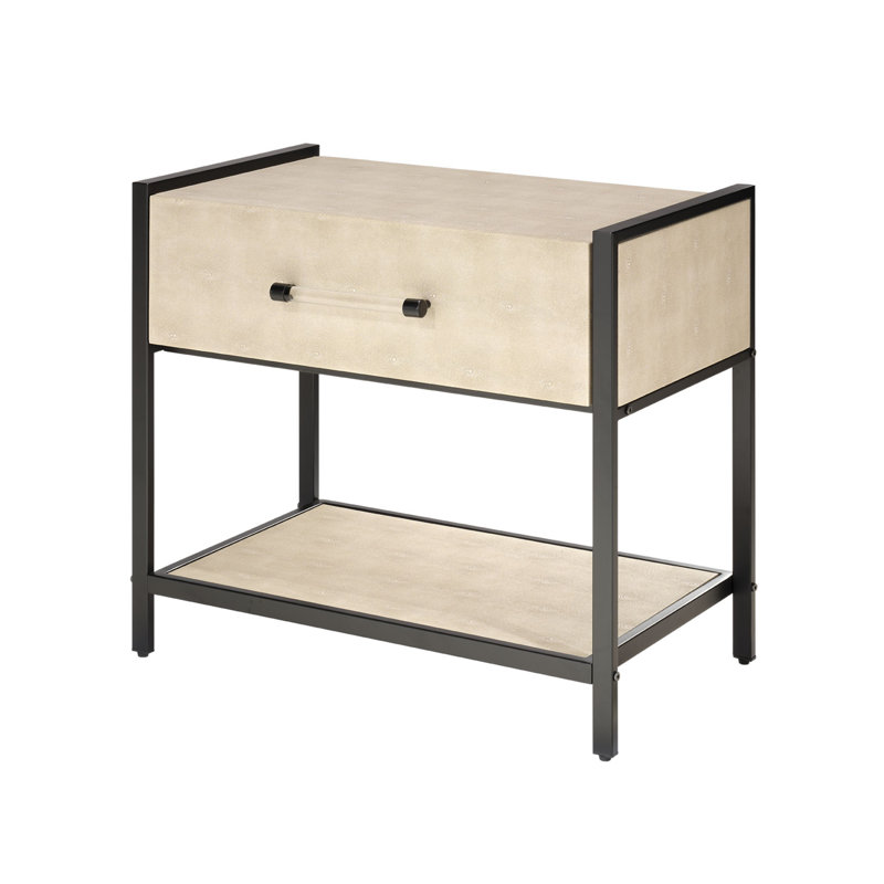 Plaisir Faux Shagreen 1-Drawer Side Table
