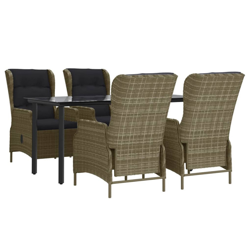 Finan Rectangular 4 - Person 63" Long Dining Set with Cushions, Brown